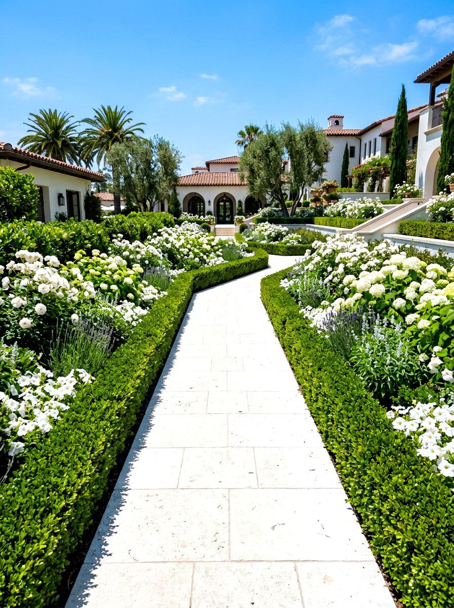 White Limestone Walkway - 30 path through garden ideas