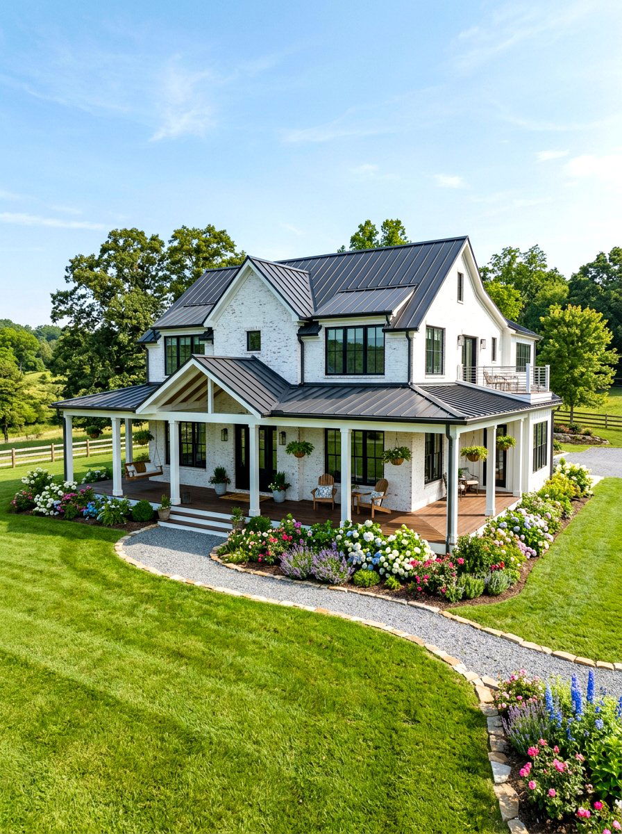 White Limewashed Brick Farmhouse - 30 limewashed brick exterior ideas