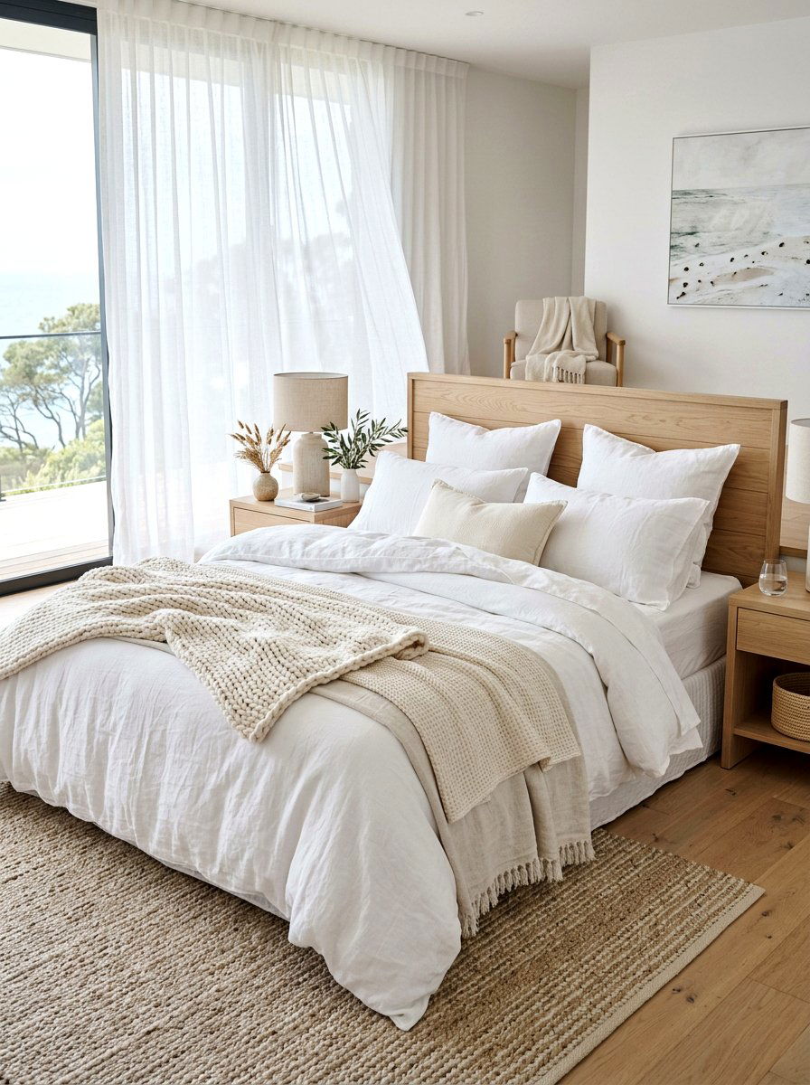 White Linen Bedding Bedroom - 30 California casual bedroom ideas
