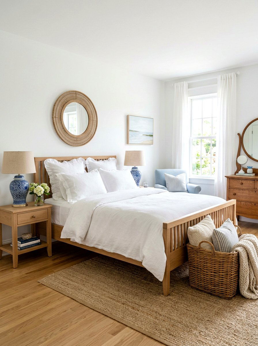 White Linen Bedding - 30 coastal grandmother bedroom ideas