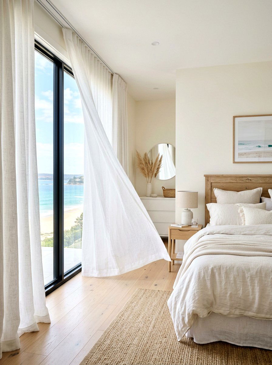White Linen Curtains - 30 island style home ideas