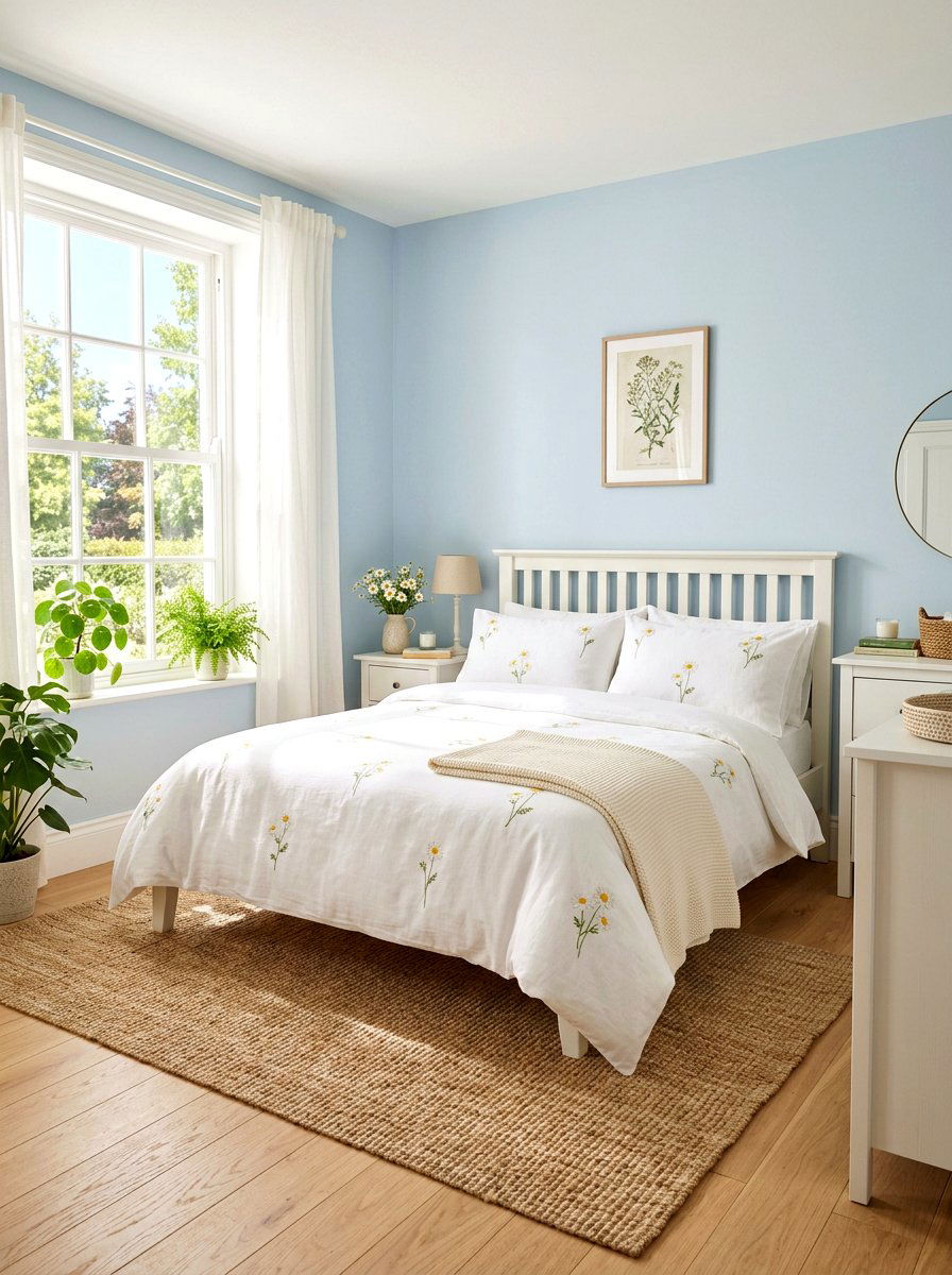 White Linen Daisy Bedding - 30 floral bedding aesthetic ideas