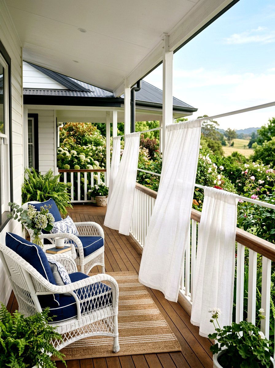 White Linen Porch Curtains - 30 porch with cafe curtains ideas