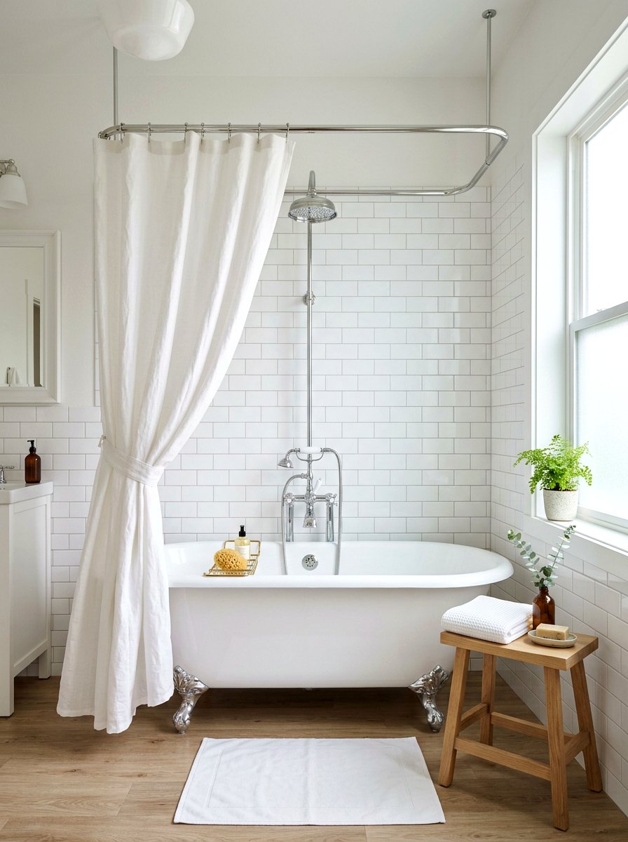 White Linen Shower Curtain - 30 linen shower curtain ideas