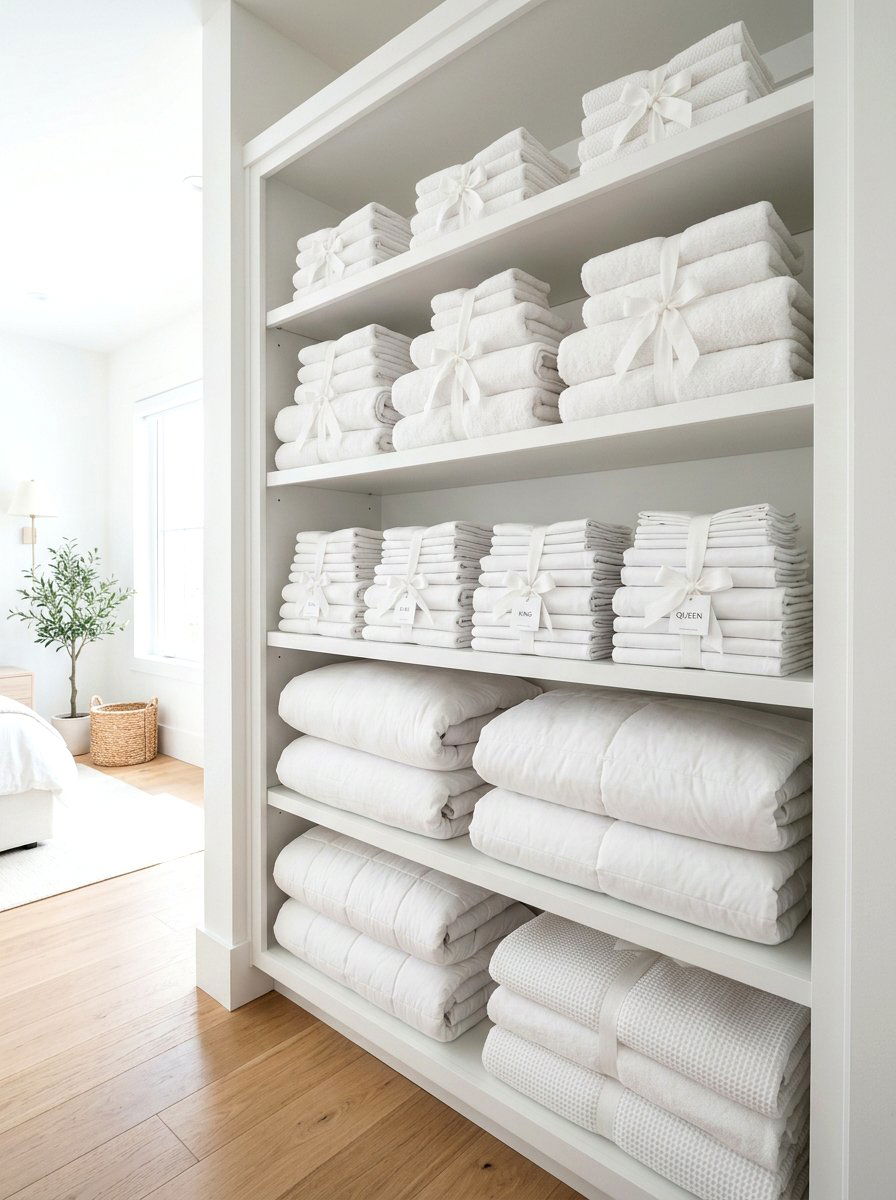 White Linen Storage - 30 linen cupboard styling ideas