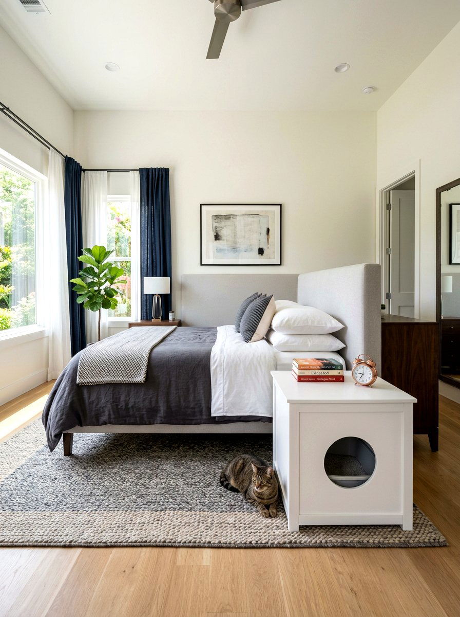 White Litter Box Nightstand - 30 hidden litter box furniture ideas
