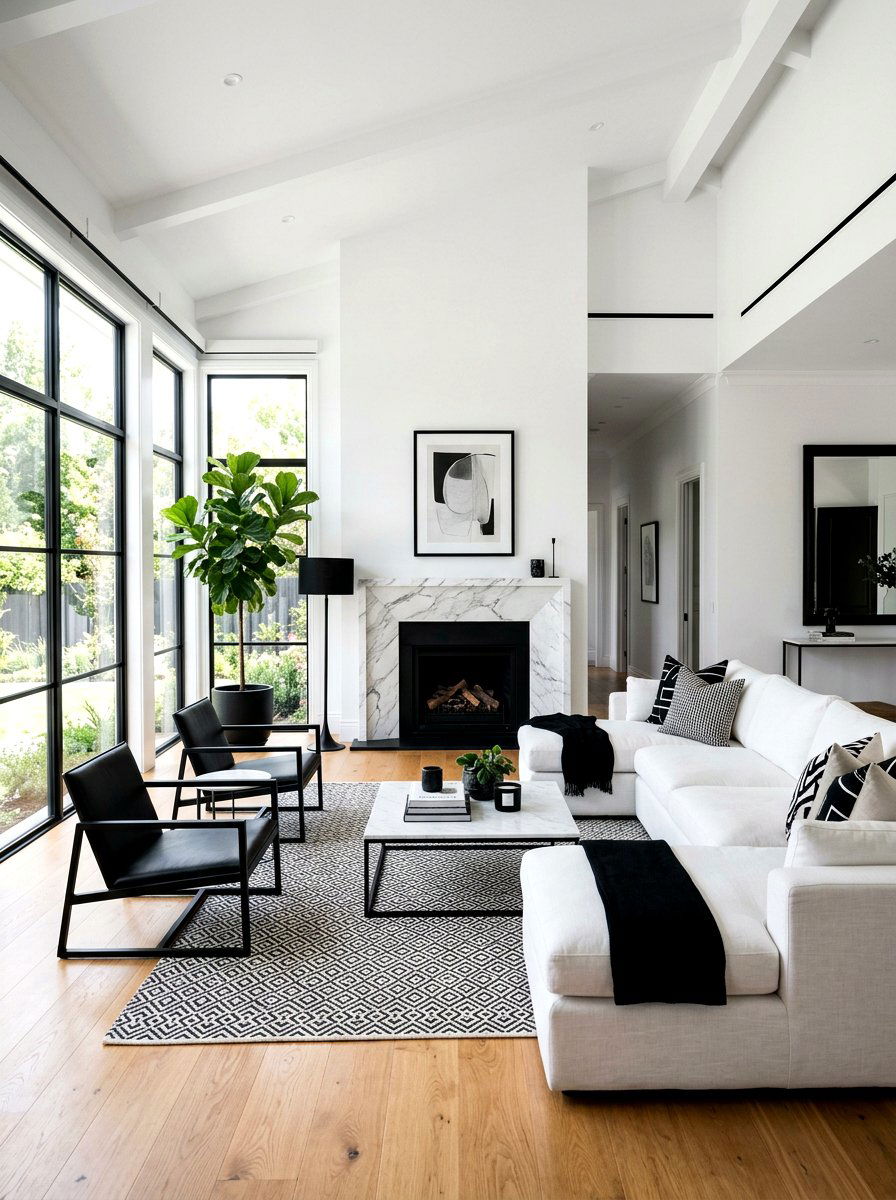 White Living Room Black Accents - 30 white living room ideas