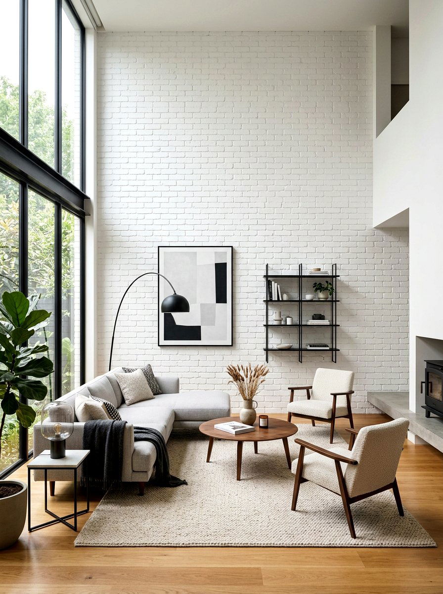 White Living Room Brick Wall - 30 white living room ideas