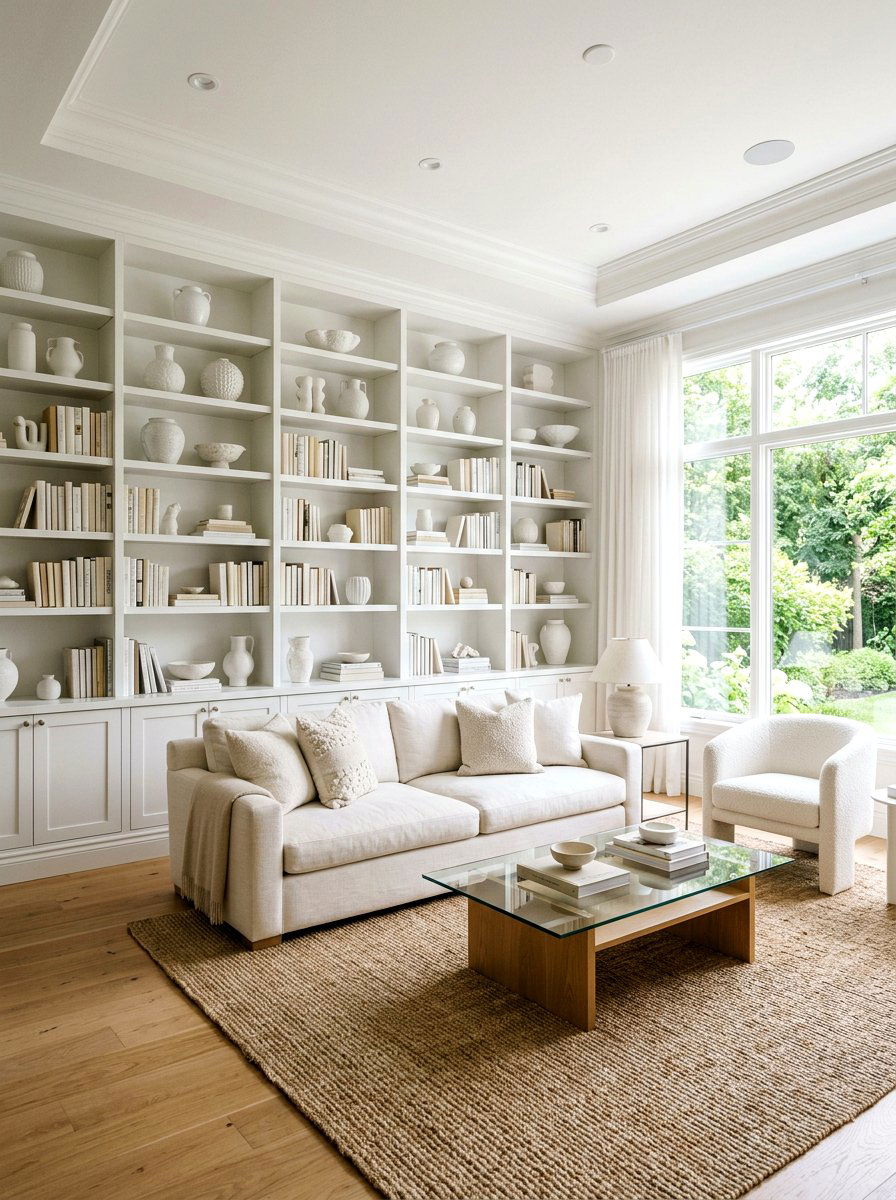 White Living Room Built In Shelves - 30 white living room ideas