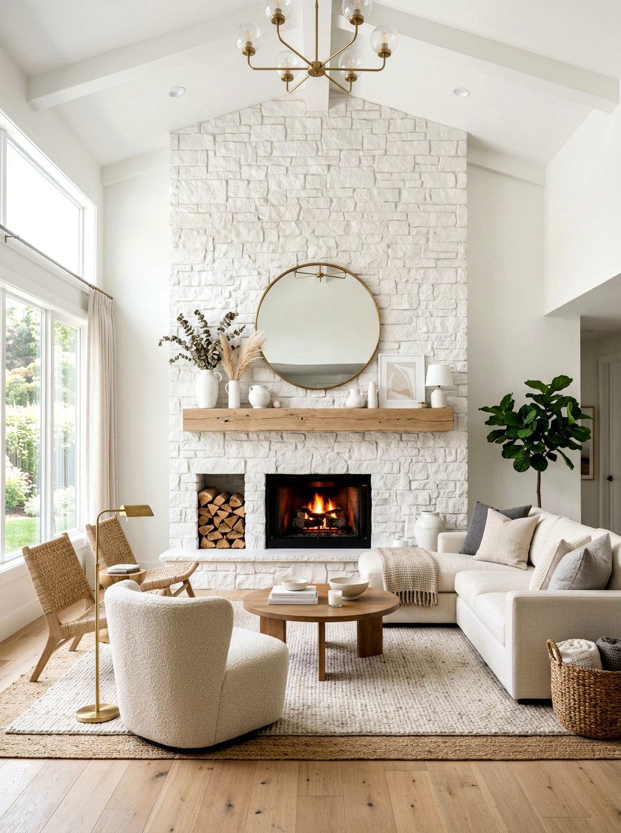 White Living Room Fireplace - 30 white living room ideas