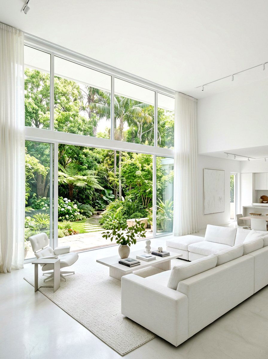 White Living Room Floor To Ceiling Windows - 30 white living room ideas