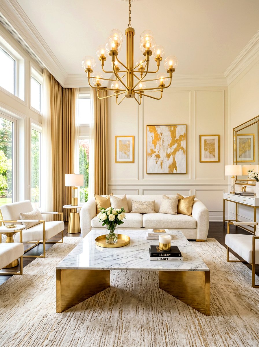 White Living Room Gold Decor - 30 white living room ideas