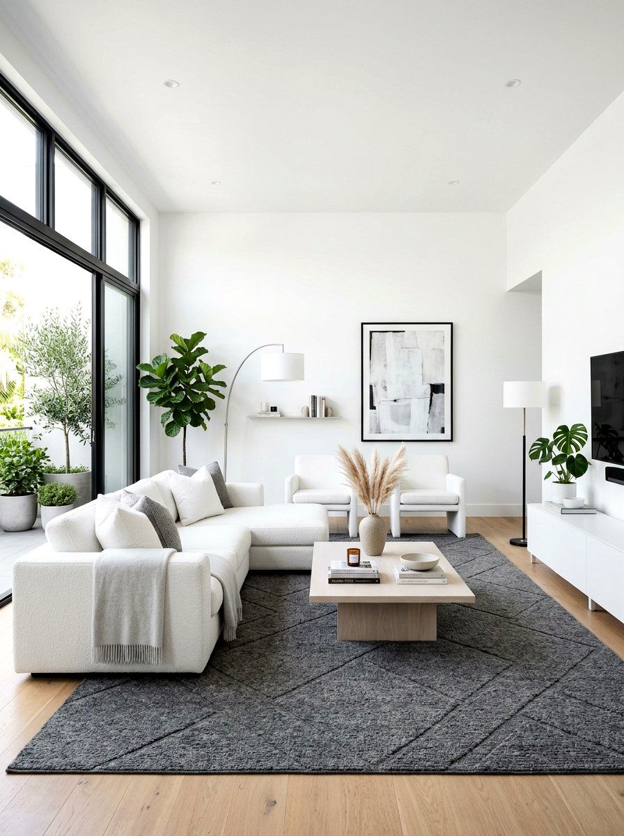 White Living Room Grey Rug - 30 white living room ideas