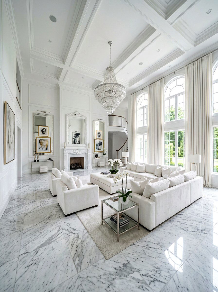 White Living Room Marble Floor - 30 white living room ideas