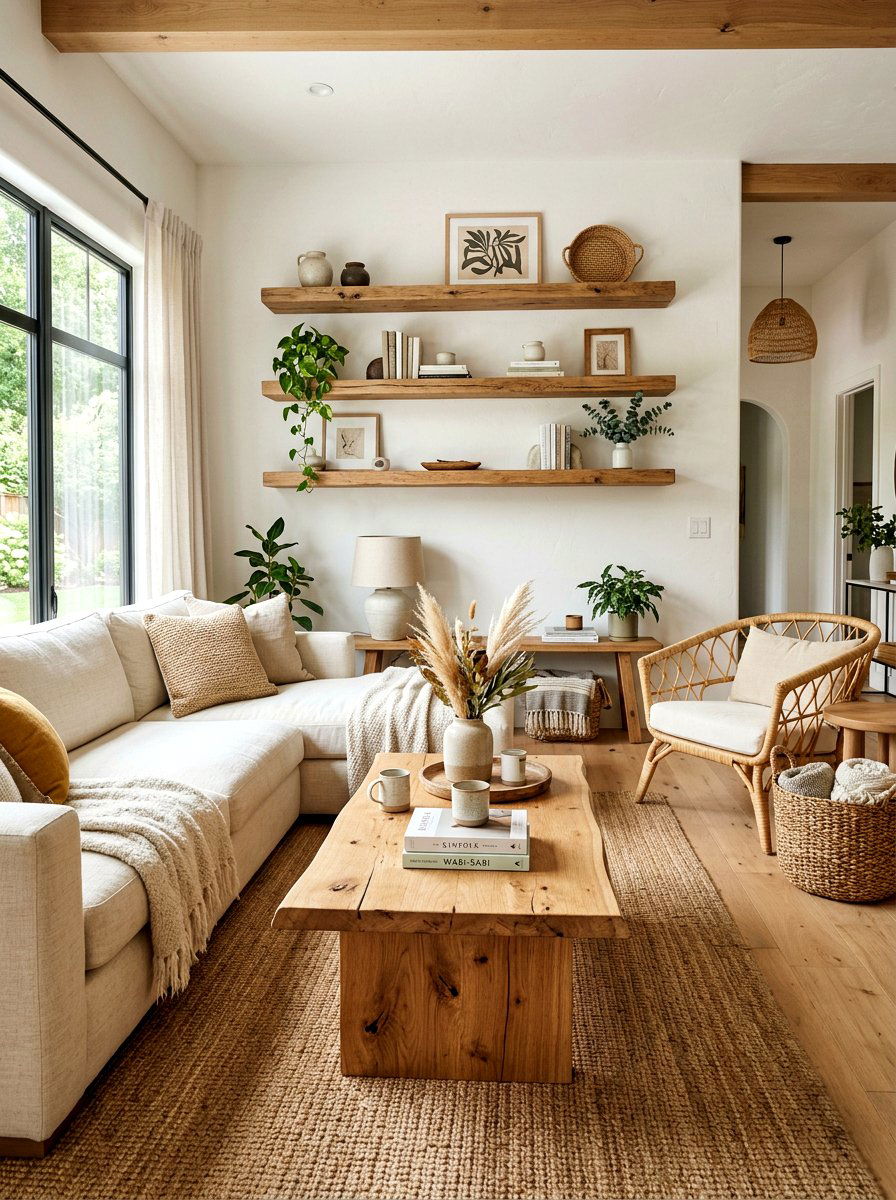 White Living Room Wood Accents - 30 white living room ideas