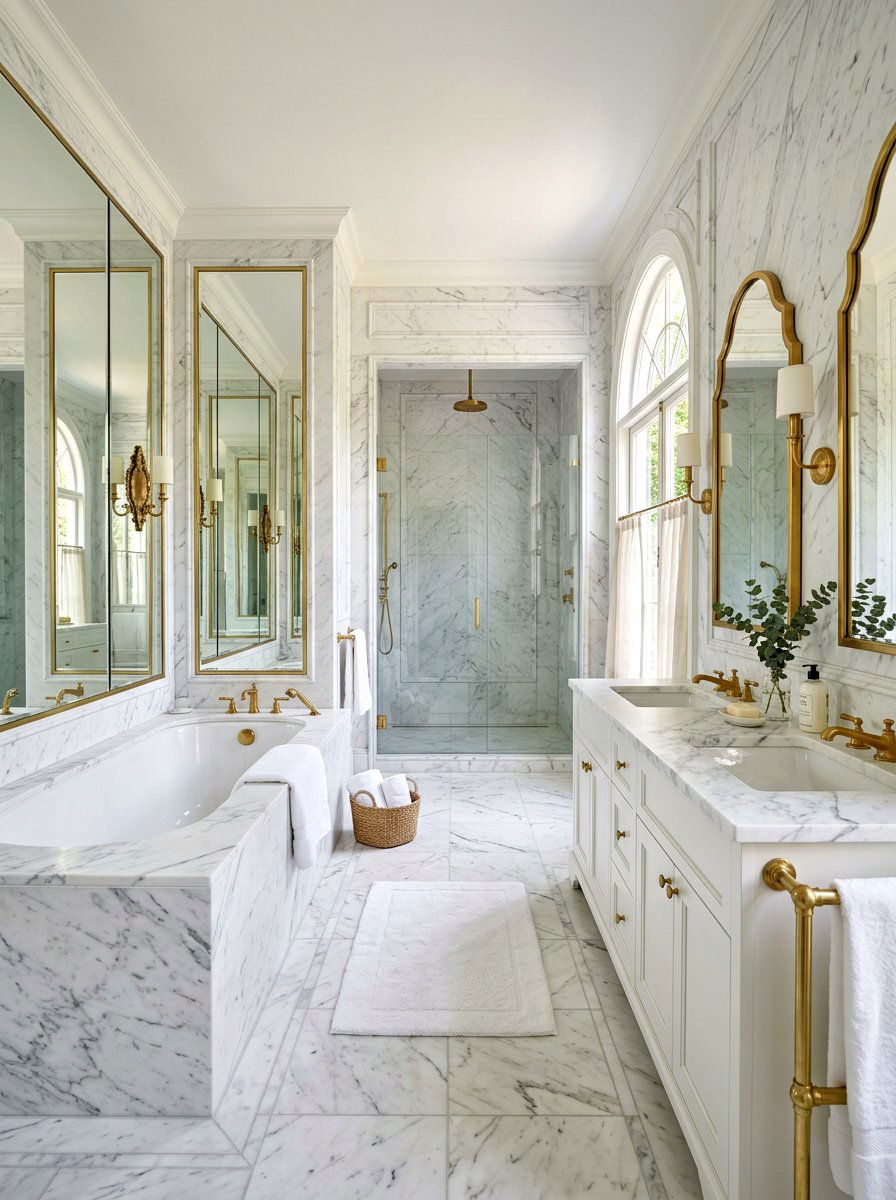 White Marble Bathroom - 30 cocoon bath ideas