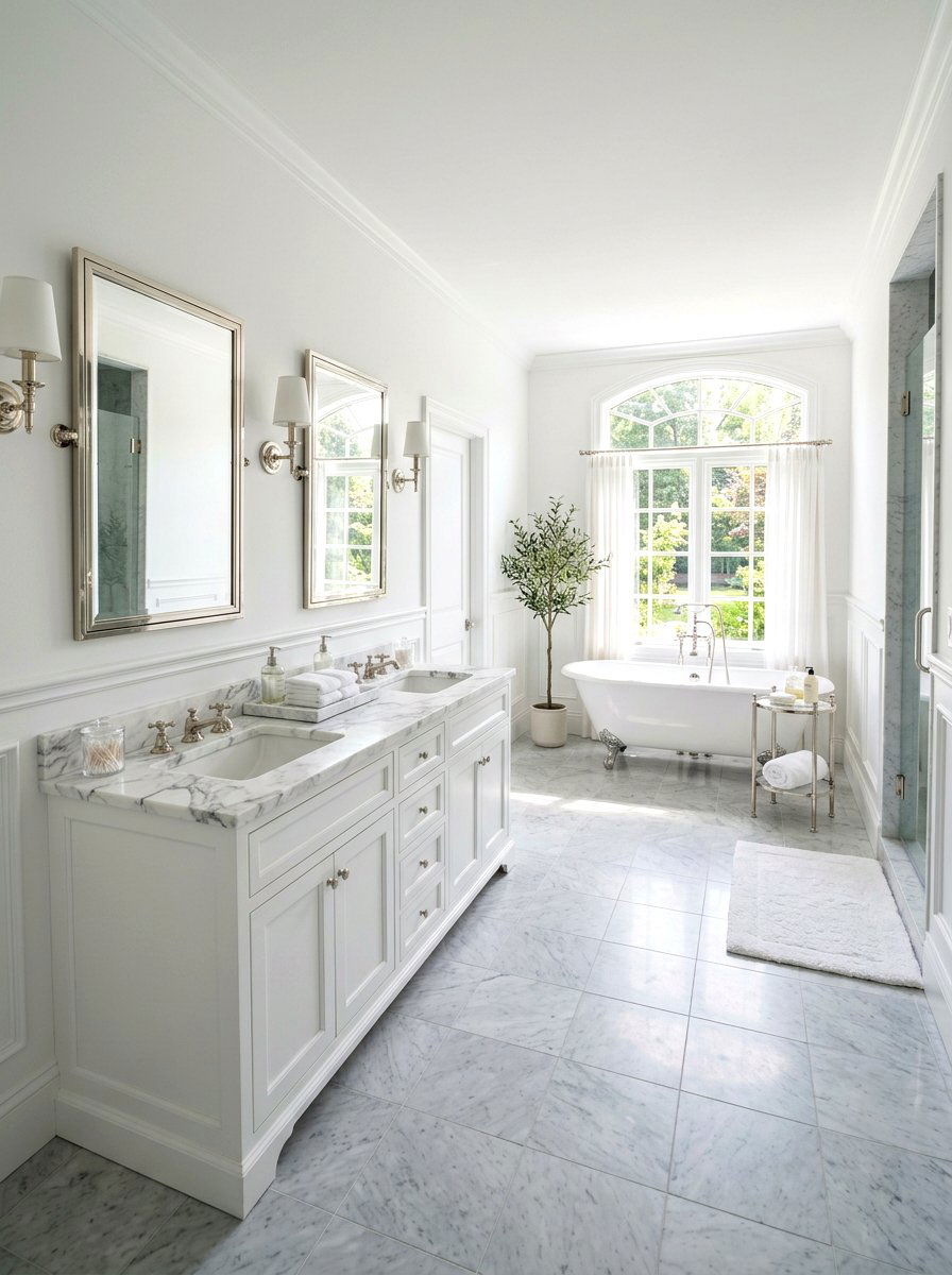 White Marble Bathroom - 30 Hamptons bathroom ideas