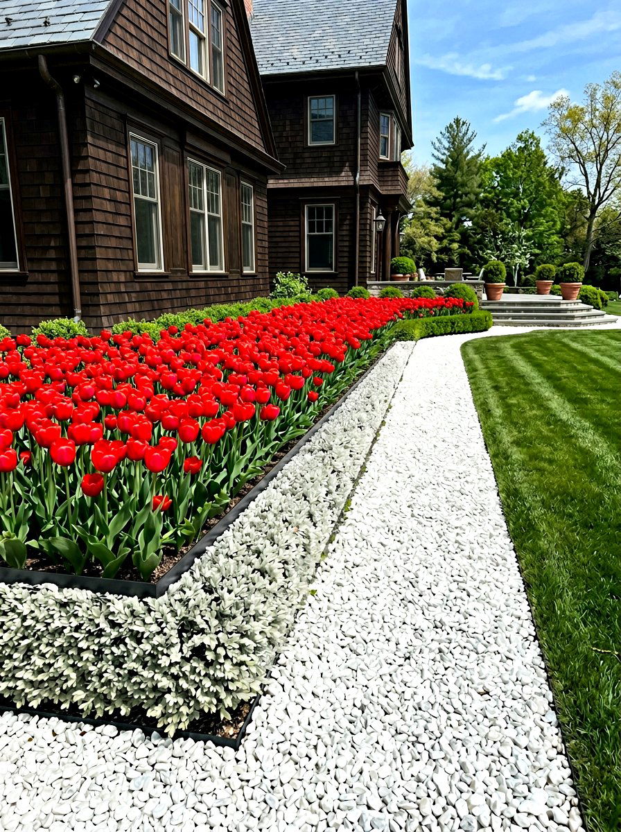White Marble Chips - 30 flower bed mulch ideas