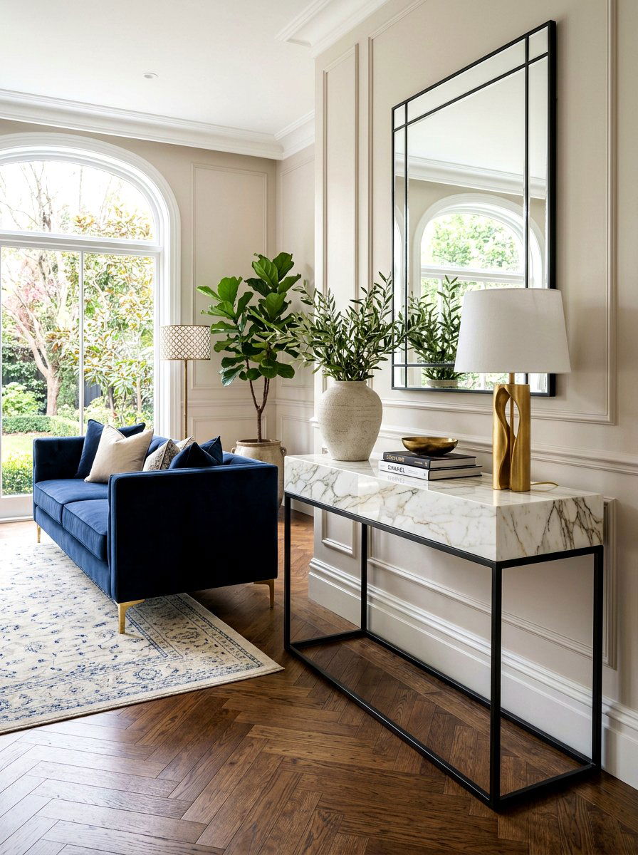 White Marble Console Table - 30 sofa table ideas