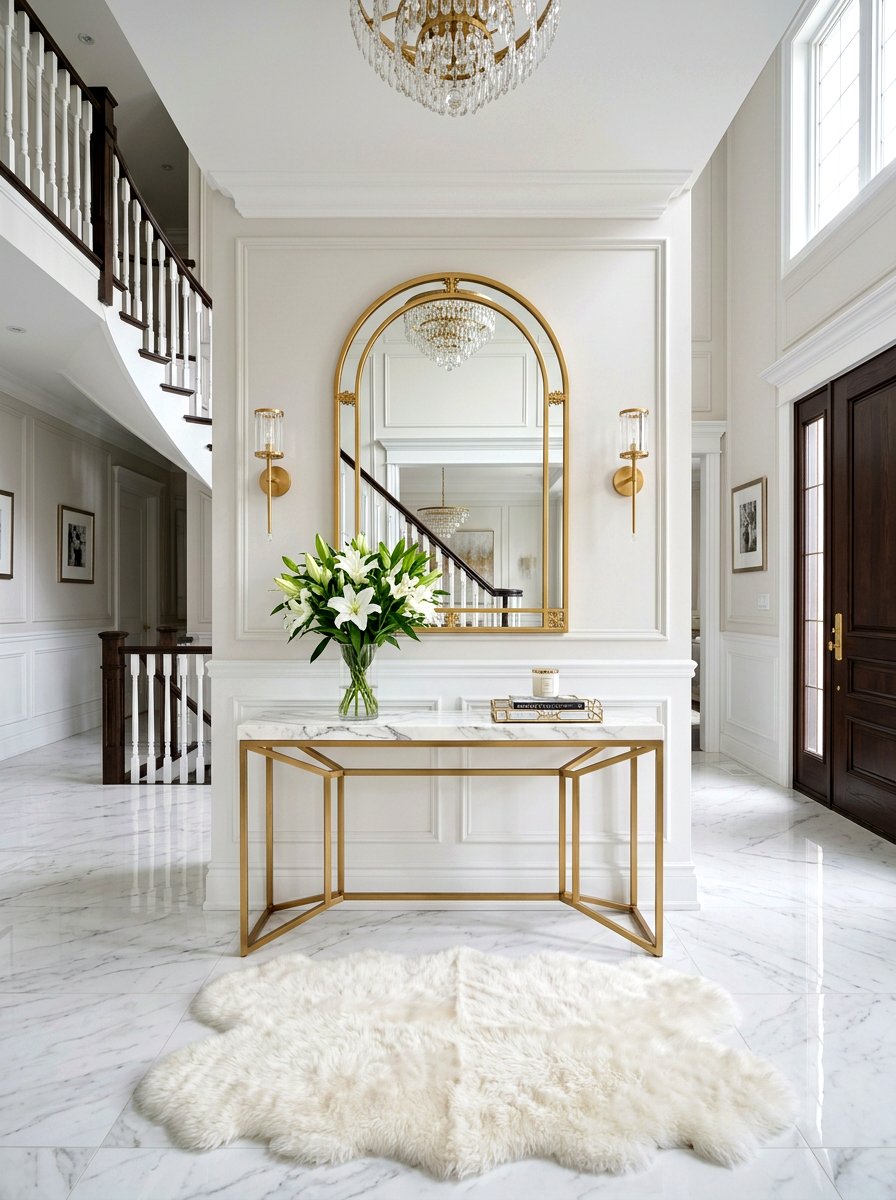 White Marble Console - 30 entryway table ideas