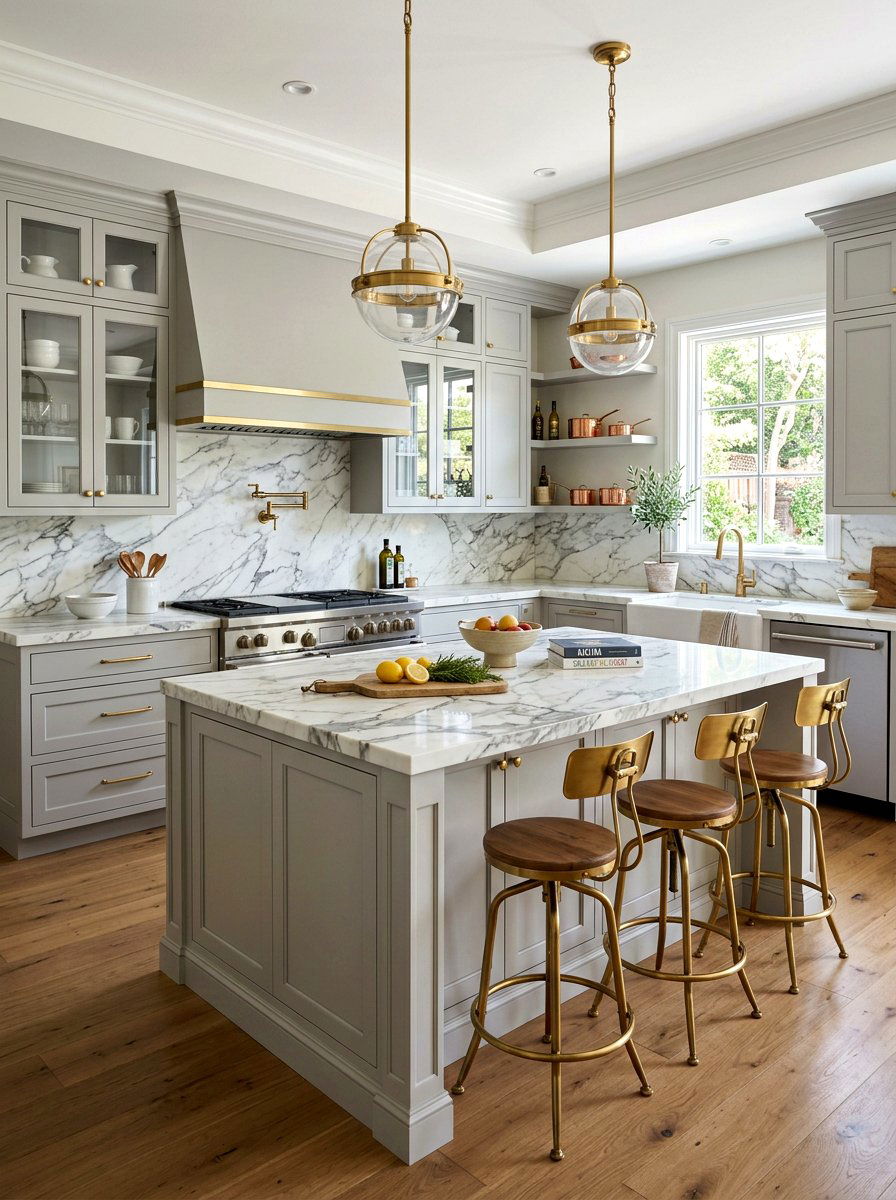 White Marble Countertops - 30 kitchen remodel ideas
