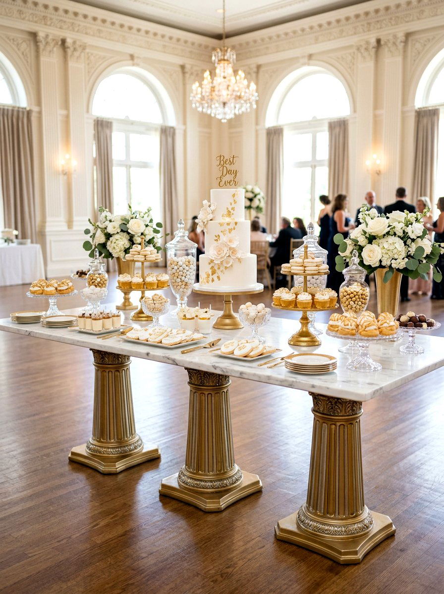 White Marble Dessert Table - 30 dessert table decor ideas