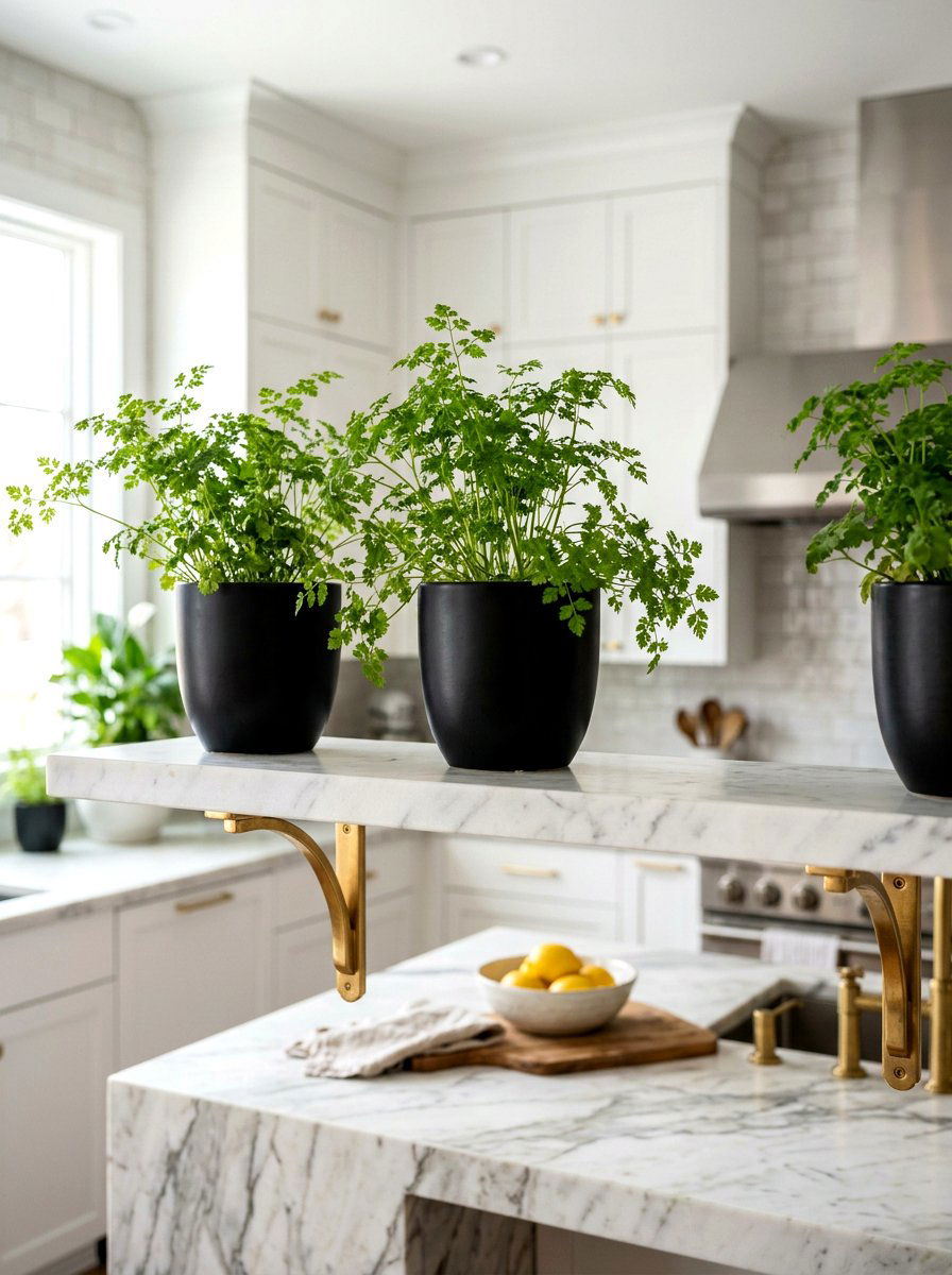 White Marble Herb Shelf - 30 indoor herb shelf ideas