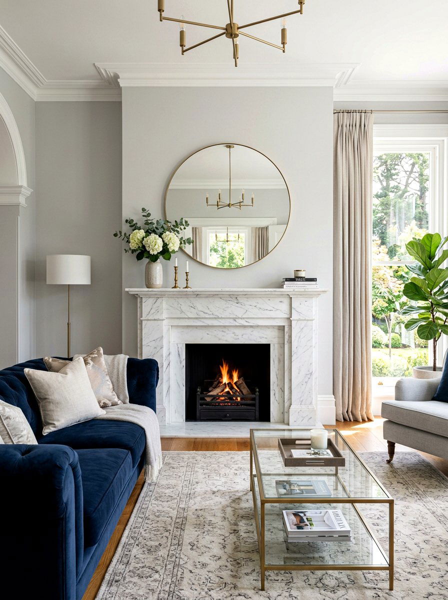White Marble Mantel - 30 fireplace mantel ideas