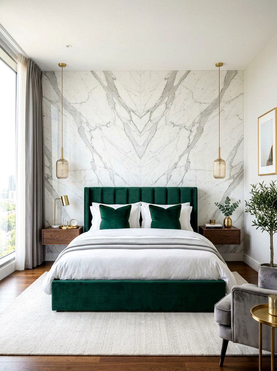 White Marble Stone Wall - 30 stone accent wall ideas