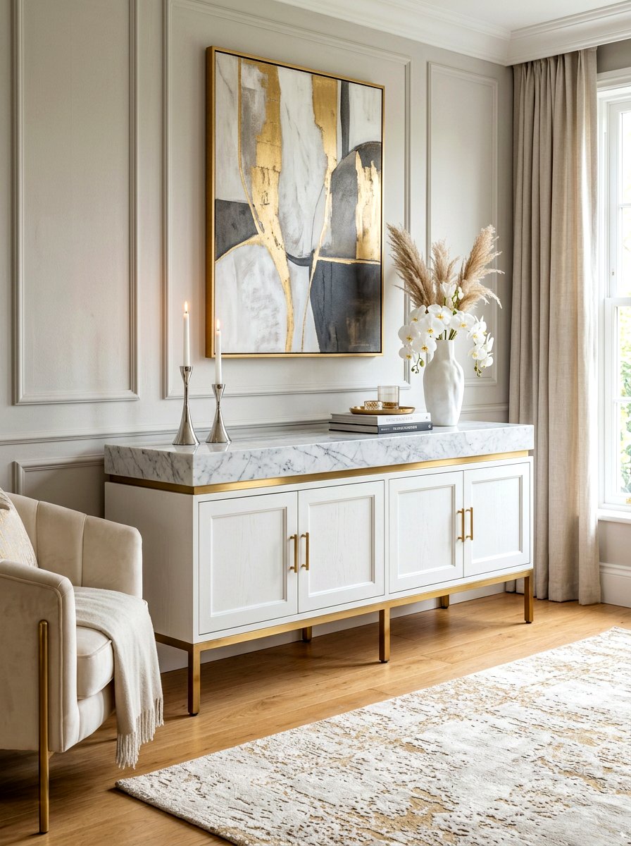 White Marble Top Sideboard - 30 sideboard decor ideas