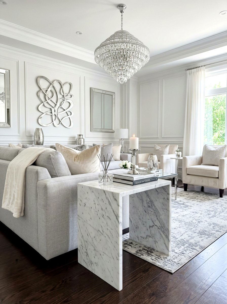White Marble Waterfall Side Table - 30 waterfall side table ideas