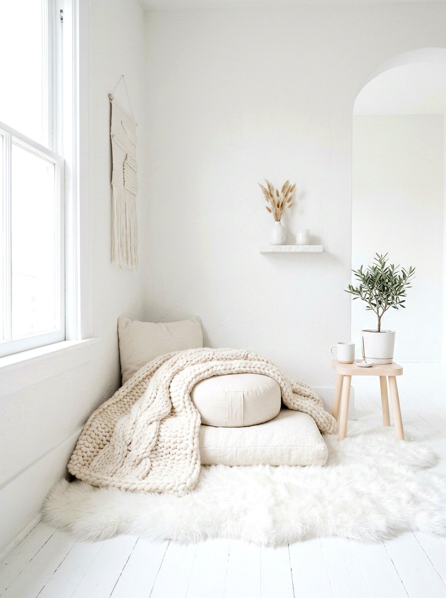 White Meditation Nook - 30 meditation nook ideas
