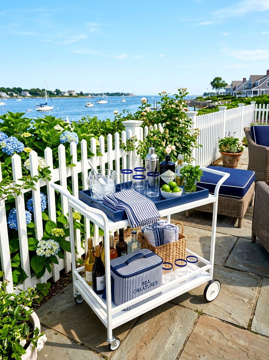 White Metal Bar Cart - 30 outdoor bar cart ideas