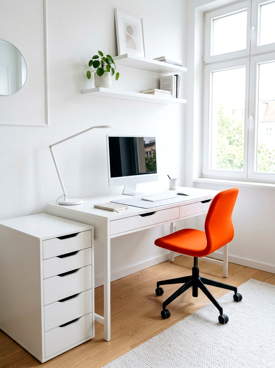 White Minimalist Desk - 30 teen study room ideas