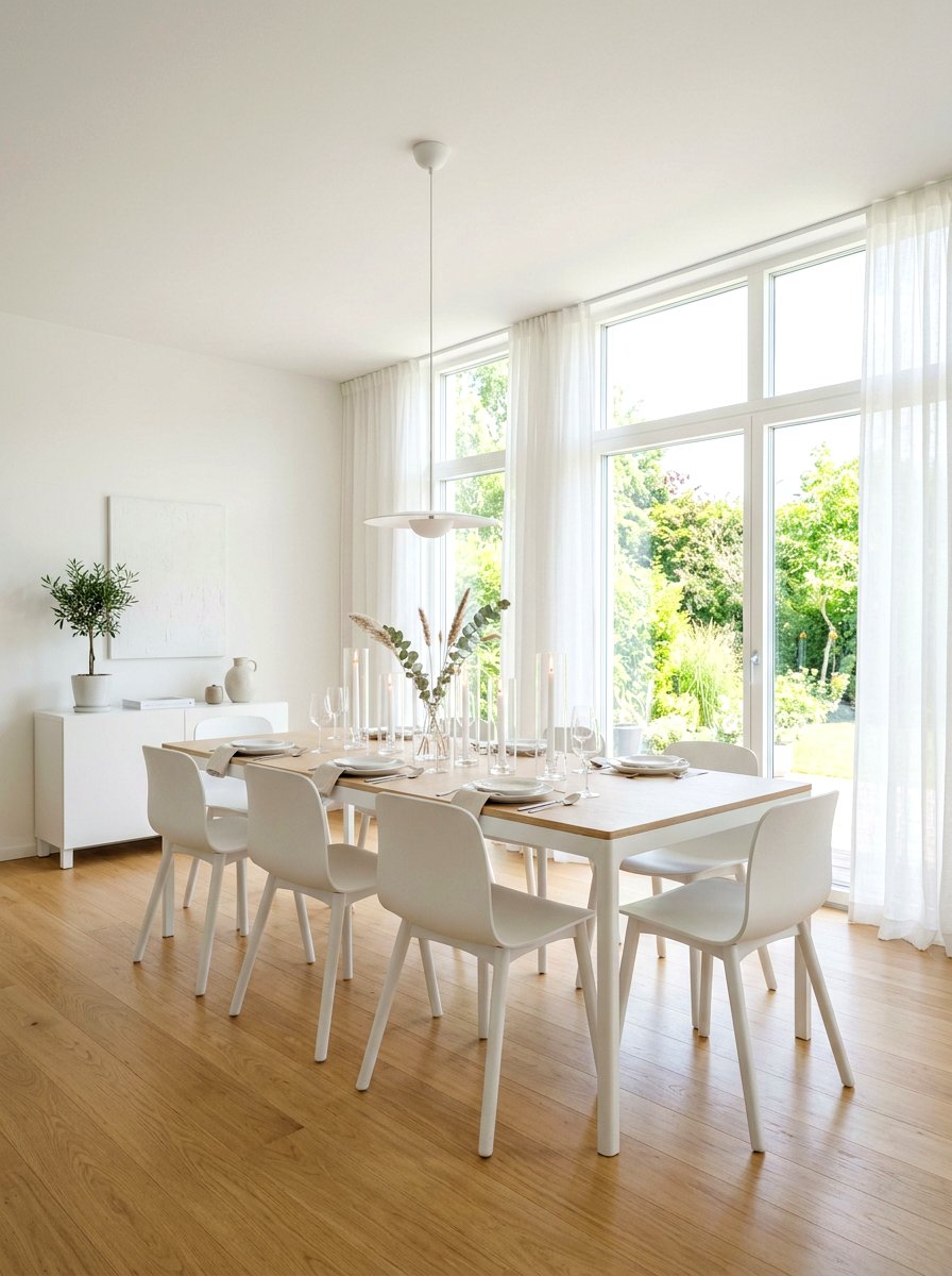 White Minimalist Dining Room - 30 candlelit dining room ideas