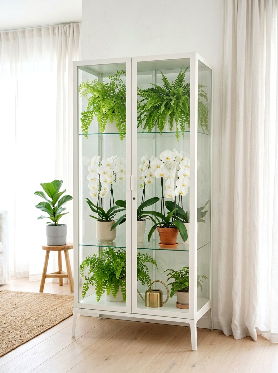 White Minimalist Greenhouse Cabinet - 30 indoor greenhouse cabinet ideas