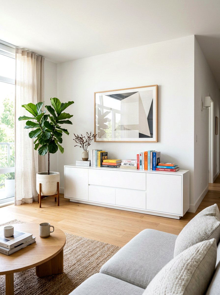 White Minimalist Media Cabinet - 30 TV over console ideas