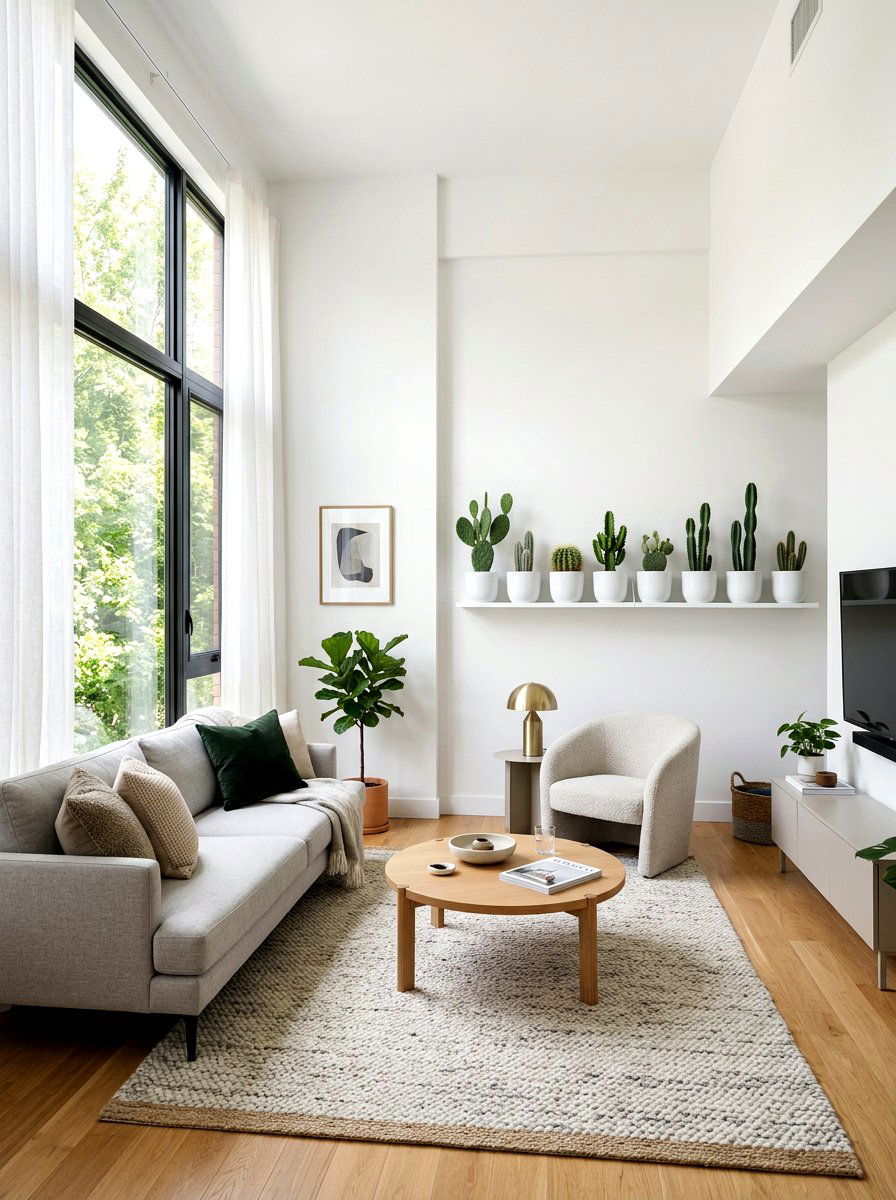 White Minimalist Shelf - 30 cactus shelf ideas