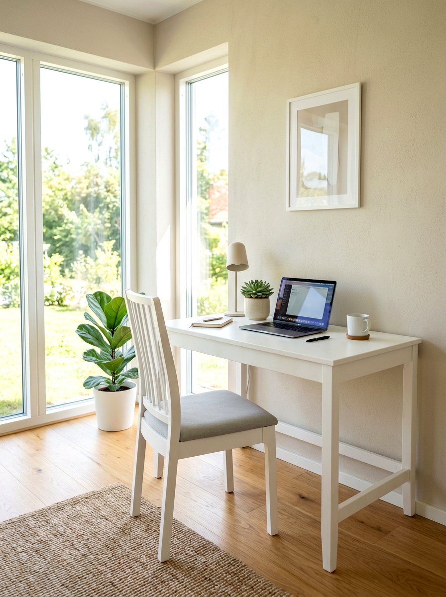 White Minimalist Student Desk - 30 teen bedroom desk ideas