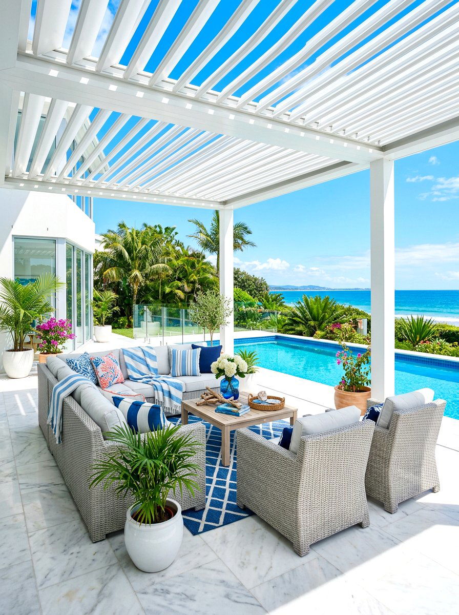 White Modern Louvered Patio - 30 louvered pergola patio ideas