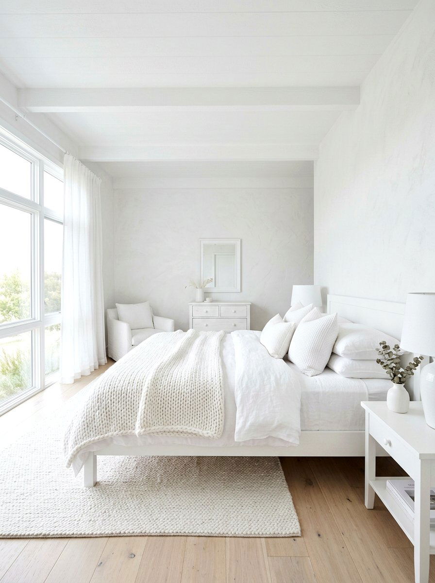 White Monochromatic Paint - 30 sloped ceiling bedroom ideas