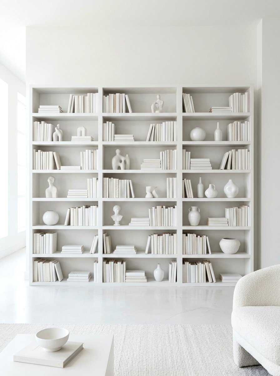 White Monochrome Shelving - 30 shelf styling for Instagram ideas