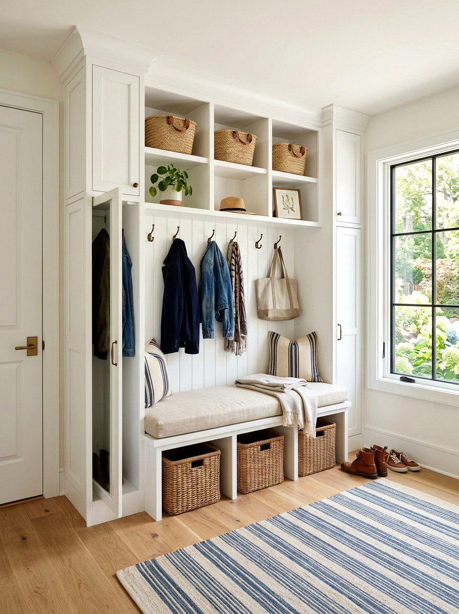 White Mudroom Bench - 30 mudroom drop zone bench ideas