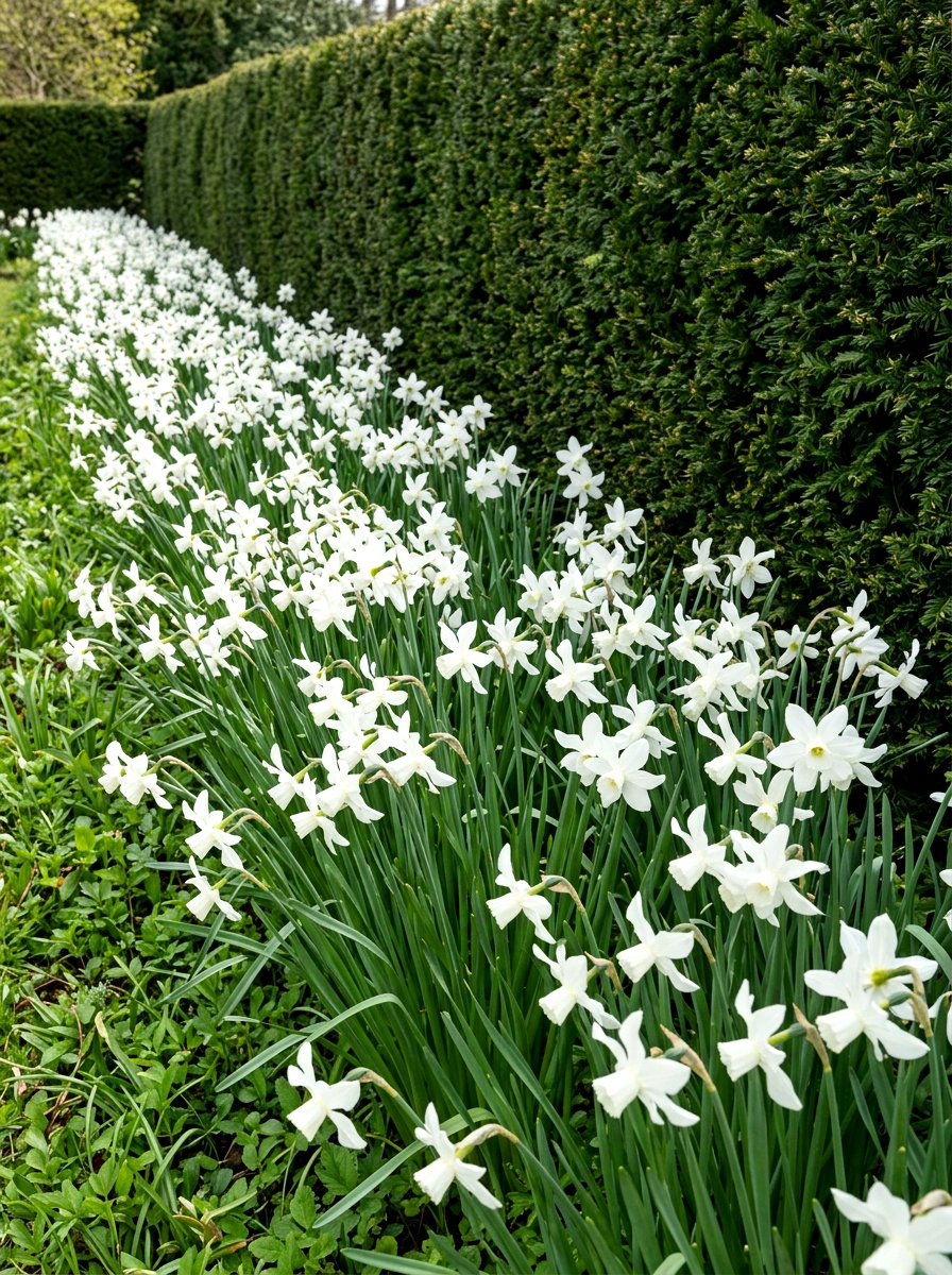 White Narcissus Border - 30 spring bulb border ideas