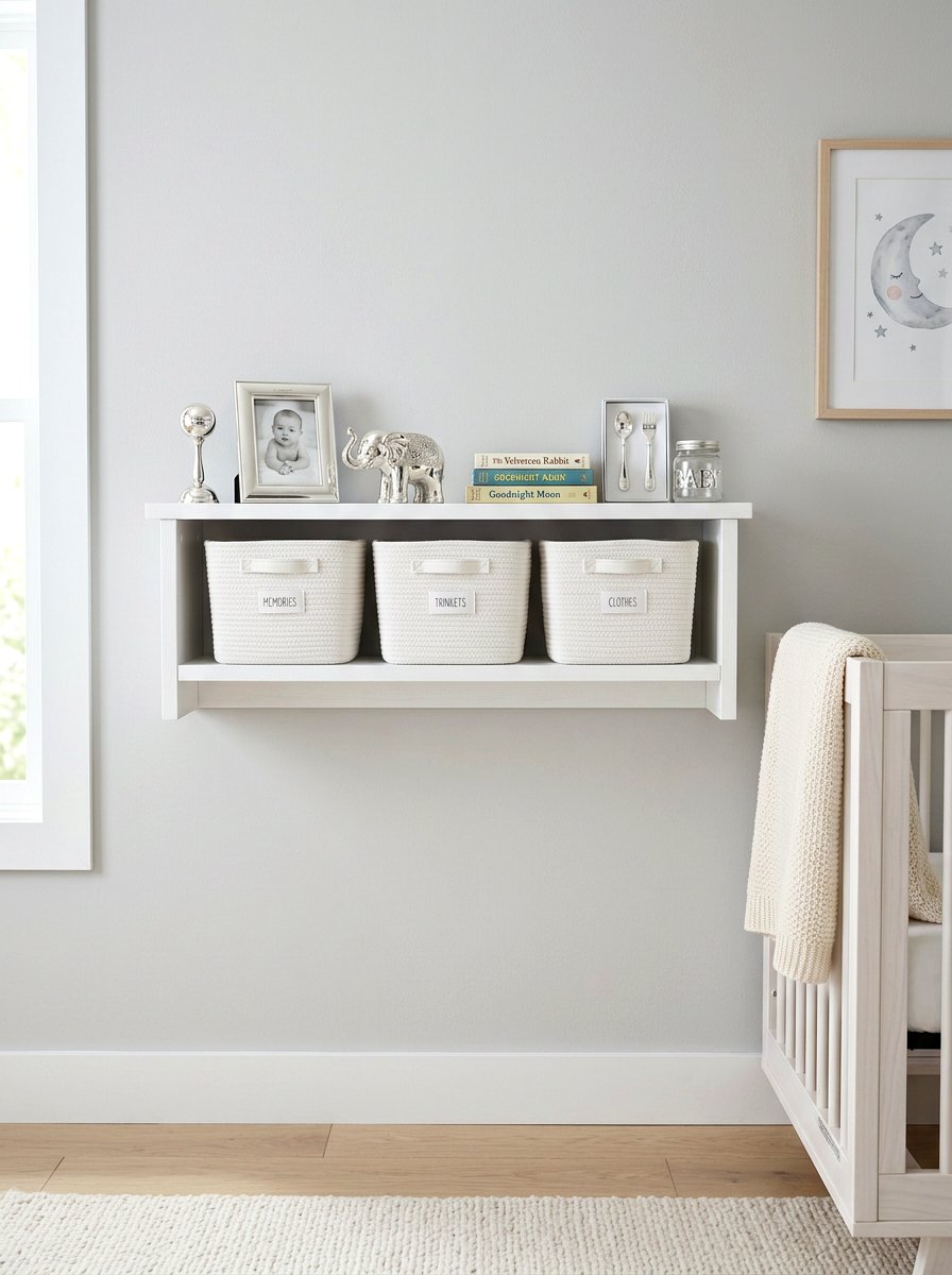 White Nursery Shelf - 30 nursery shelf styling ideas