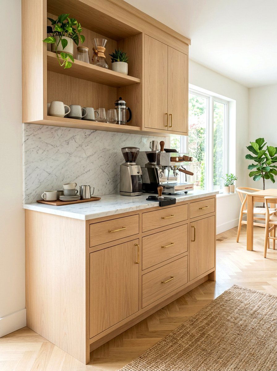 White Oak Coffee Station - 30 espresso nook kitchen ideas