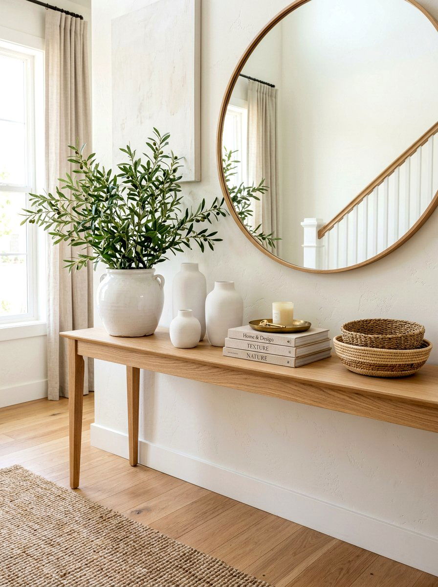 White Oak Console Table - 30 console table decor ideas
