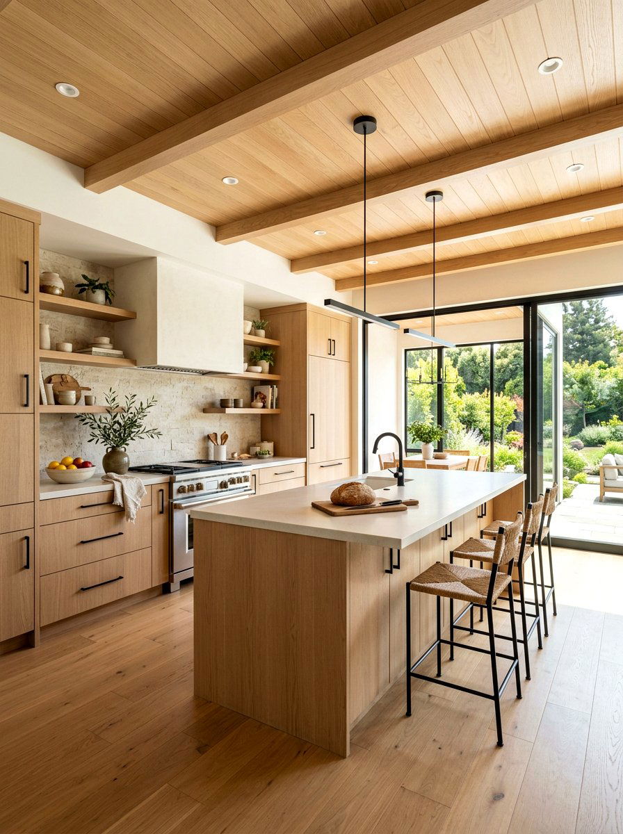 White Oak Kitchen Cabinets - 30 warm wood kitchen cabinets ideas