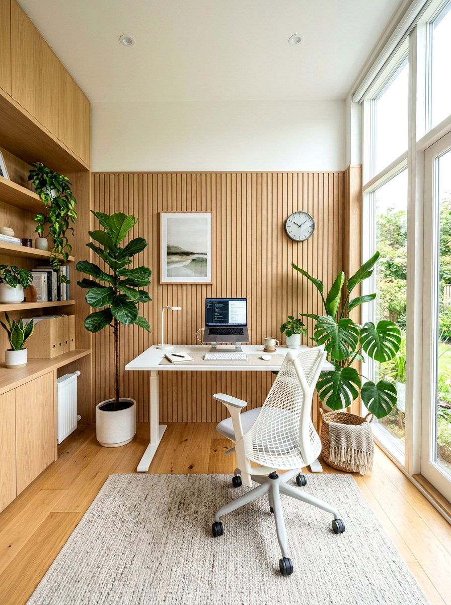 White Oak Office - 30 wood paneled office ideas