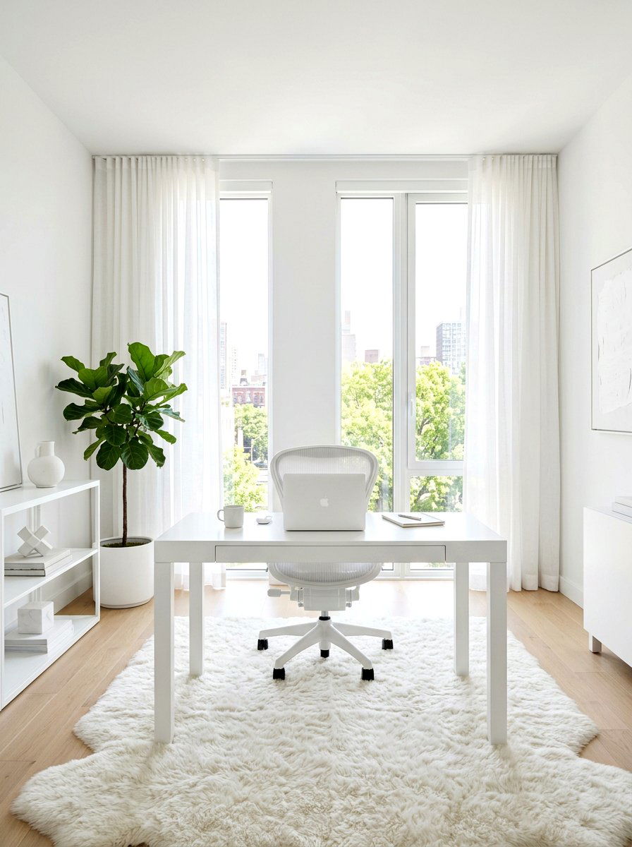White Office - 30 work from home office ideas